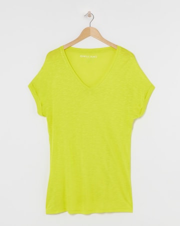 Lime V Neck Short Sleeve Longline Top