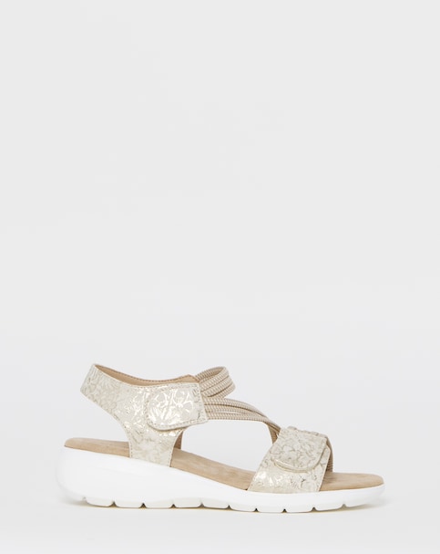 Cushion Walk Beige Printed Touch-Fasten Sandals - Extra Wide Fit (EEE)