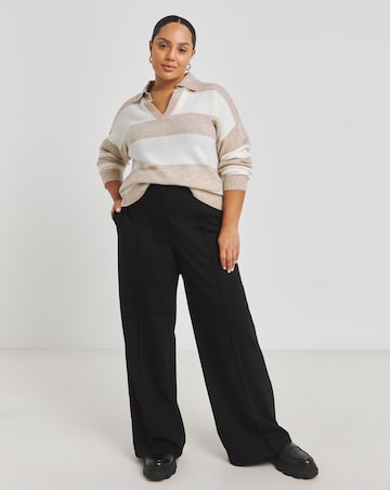 Simply Be Black Premium Ponte Wide Leg Tailored Trousers