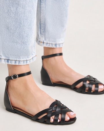 Lydia Cut Out Peep Toe Ballerina - Wide Fit (E)