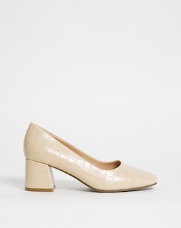 Block Heel Court Shoe - Wide Fit (E)