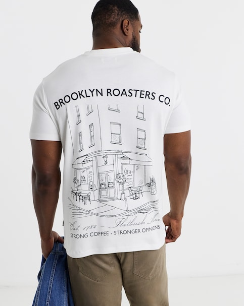 JACK & JONES Premium Brooklyn Roasters Back Graphic T-Shirt - White