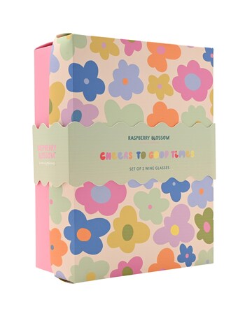 Raspberry Blossom Pair Of Wine Glasses With Wiggle Stems In A Giftbox