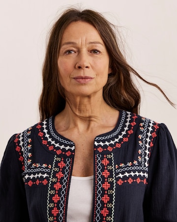 Julipa Petite Cheesecloth Embroidered Jacket