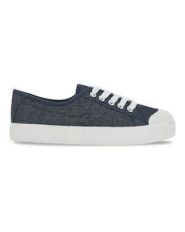 Heavenly Soles Canvas Lace Up Shoes - Extra Wide Fit (EEE)