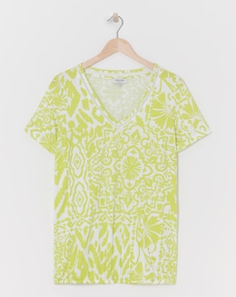 Lime Print Short Sleeve Bubble Hem Top