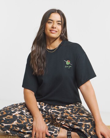 Black Olive Embroidery T-Shirt