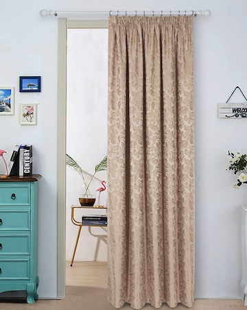 Buckingham Jacquard Light Filtering Pencil Pleat Lined Door Curtain