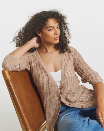 Stone Ladder Stitch Boyfriend Cardigan