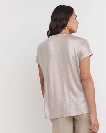 Pewter V Neck Foil T-Shirt