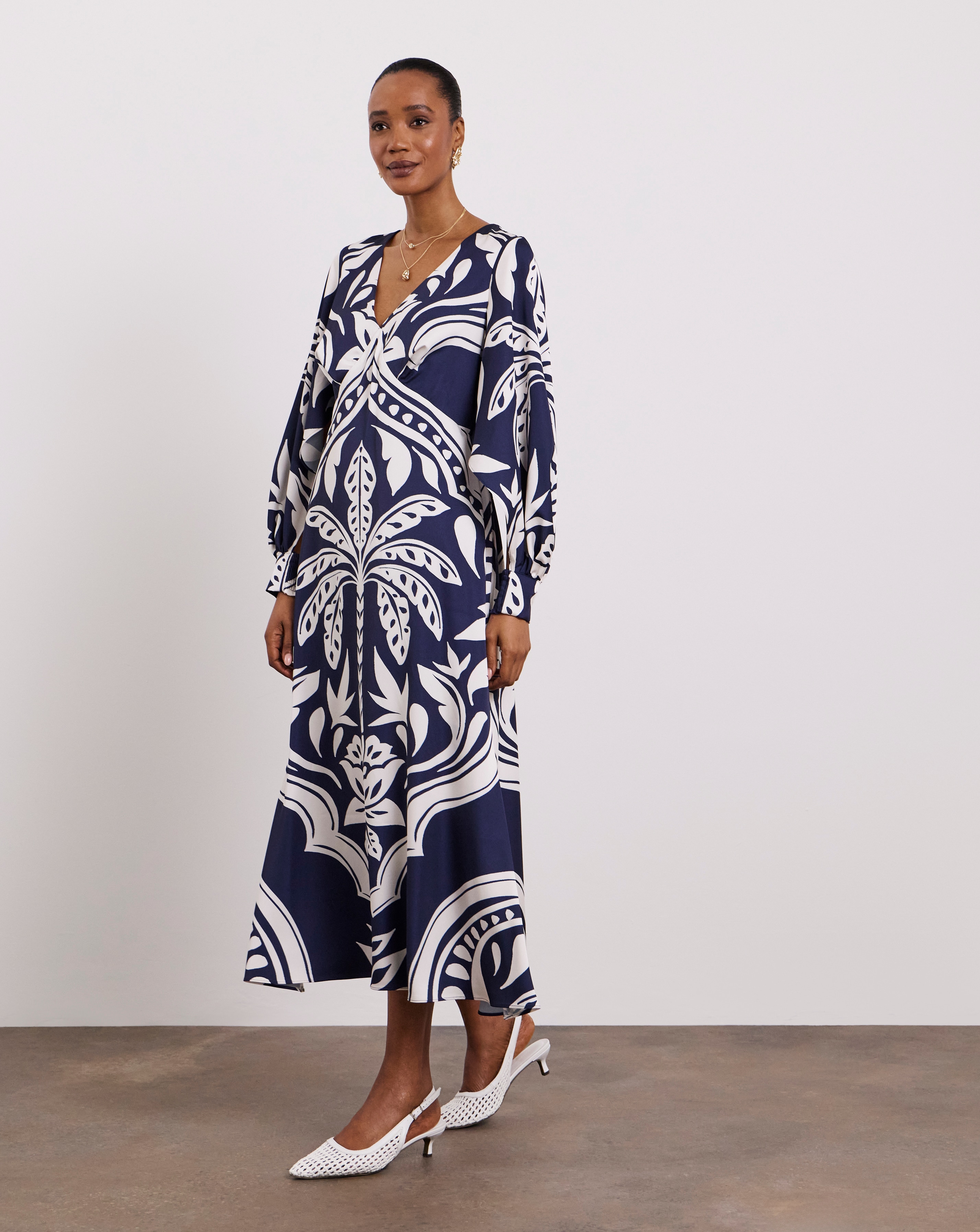 Joanna Hope Printed Long Sleeve Tea Dress | Ambrose Wilson