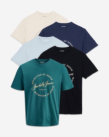 Jack & Jones Grayson Logo T-Shirt 5 Pack - Multi