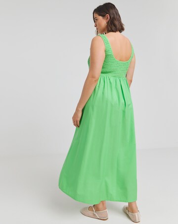 Simply Be Apple Green Shirred Poplin Midi Sundress
