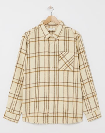 Long Sleeve Button Down Checked Flannel Shirt