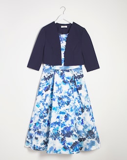 Joanna Hope Blue Floral Prom Dress &amp; Shrug