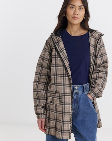 Check Print Lightweight Hooded Raincoat