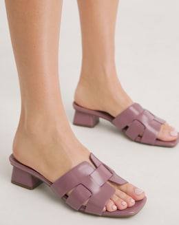Sara Woven Mule Block Heeled Sandals - Extra Wide Fit (EEE)