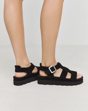 Sakura Fisherman Suede Flatform Sandals Extra Wide EEE Fit