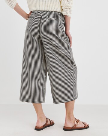 Striped Linen Mix Cropped Wide Leg Culottes