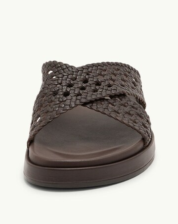Nobodys Child Brown Weave Cross Strap Sliders - Standard Fit (D)