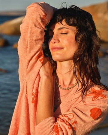 FatFace Seascape Embroidered Cardigan