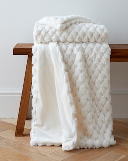 Scallop Faux Fur Throw