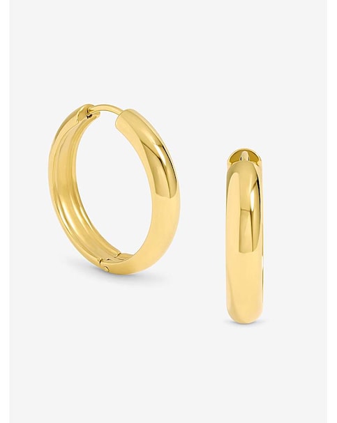 Jon Richard Gold Plated Stainless Steel Medium Flat Surface Hoop Earrings