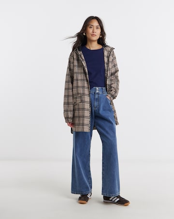 Check Print Lightweight Hooded Raincoat