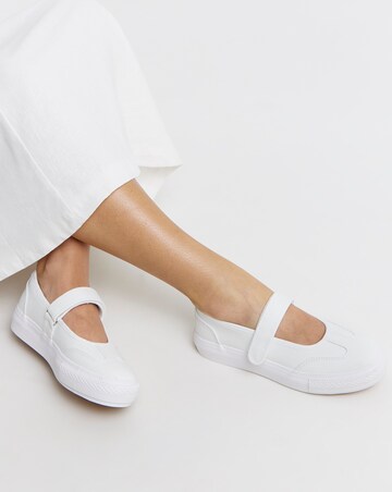 Andrea Mary Jane Canvas Plimsols - Wide Fit (E)