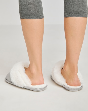 Elyse Faux Fur Mule Slippers - Wide Fit (E)