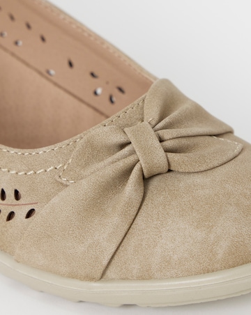 Cushion Walk Beige Cut-Out Wedge Ballerinas - Wide Fit (E)