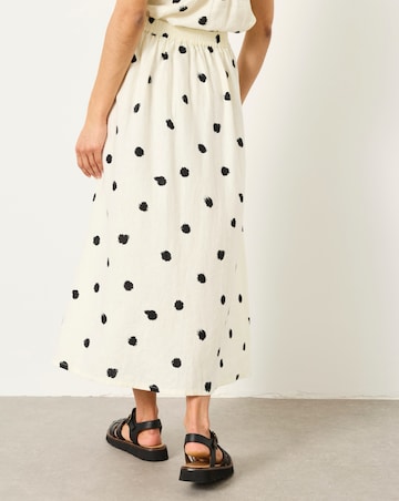 FatFace Eleana Linen Spot Midi Skirt