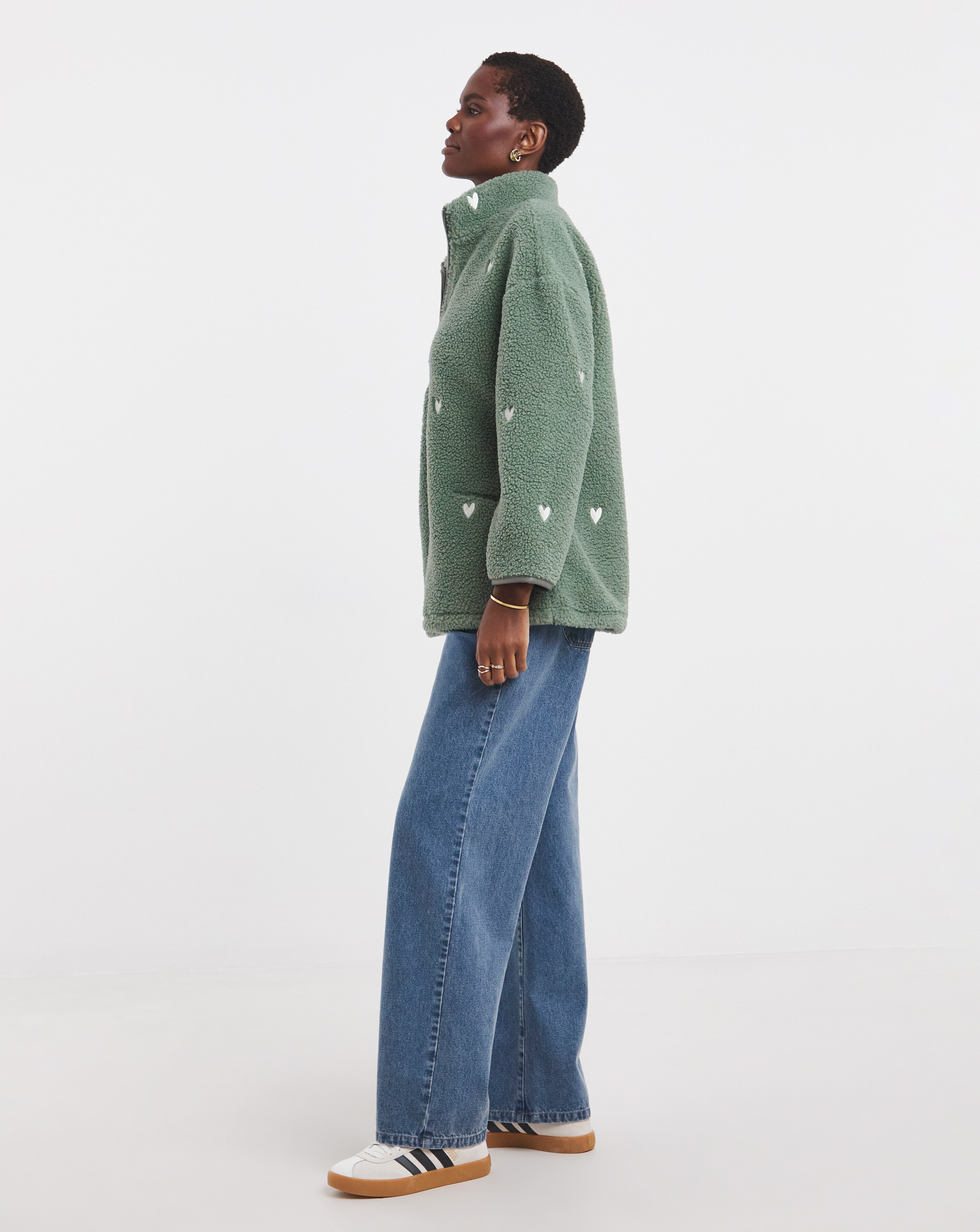 Embroidered Borg Longline Quarter Zip | Ambrose Wilson