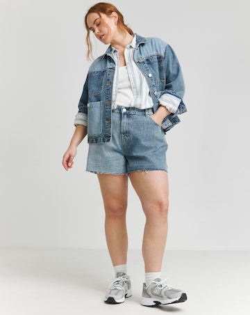 Simply Be Mid Blue Patchwork Denim Shorts