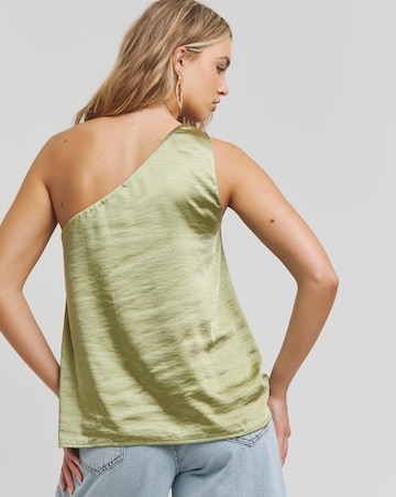 Simply Be Khaki Buckle Detail Asymmetric Shimmer Satin Blouse