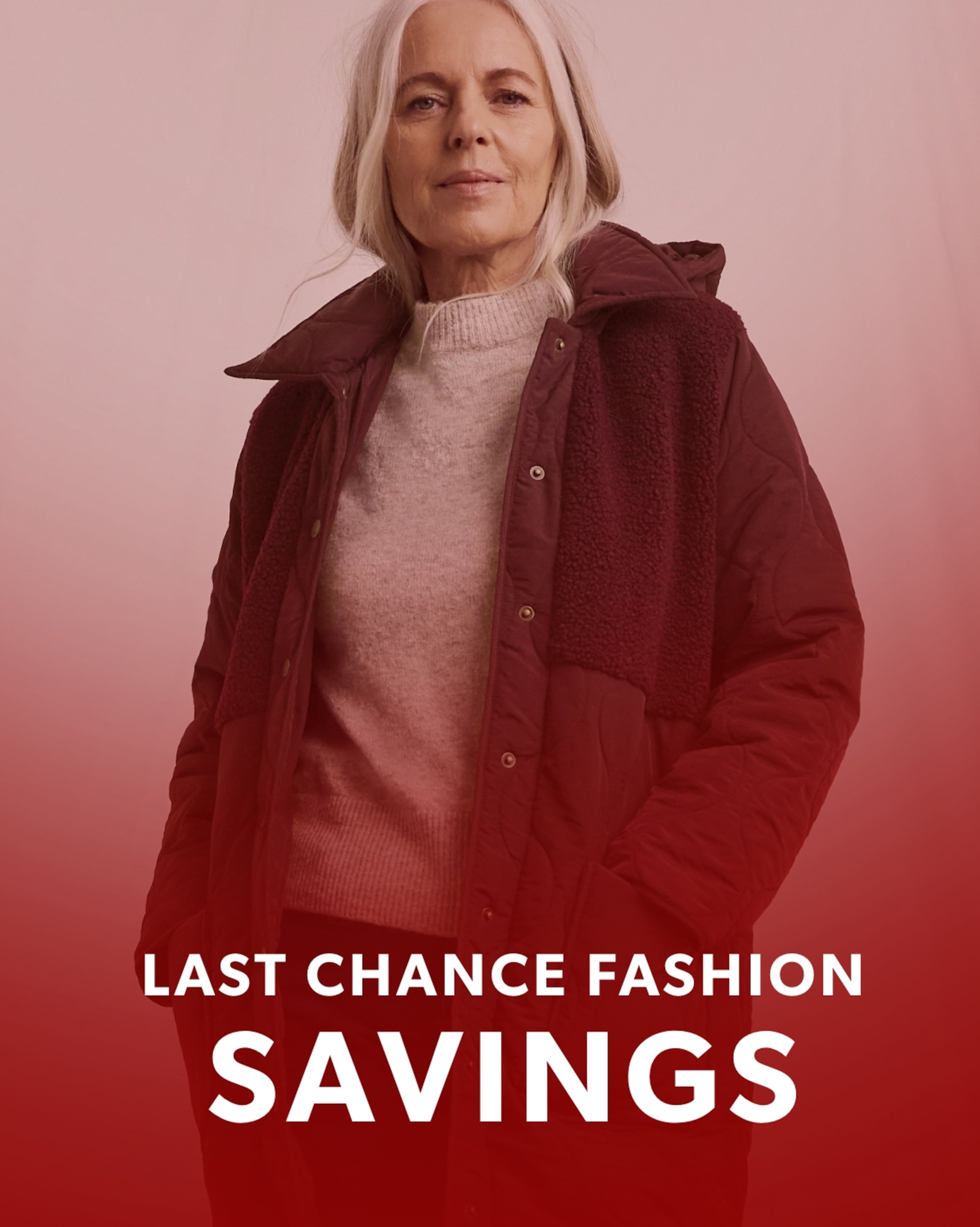 Woman wearing coat - Last chance fashion savings