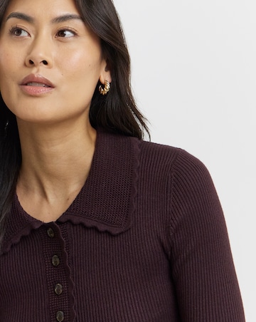 Ribbed Knit Polo Jumper