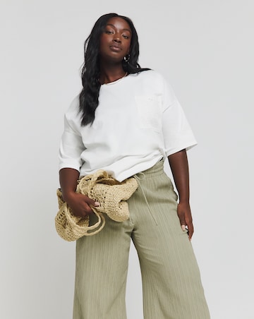 Simply Be White Broderie Pocket T-Shirt