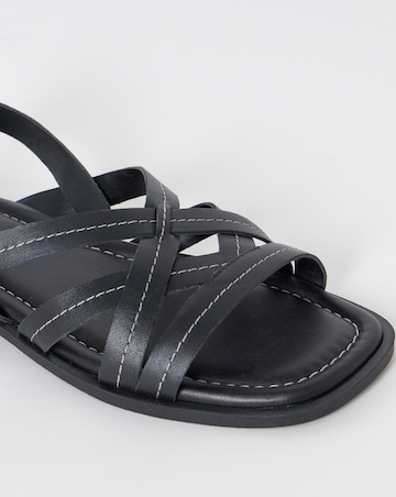 Sedona Contast Stitch Leather Strappy Flat Sandals - Wide Fit (E)