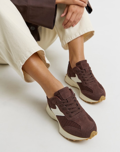 Akira Suede Retro Runner Trainer - Wide Fit (E)