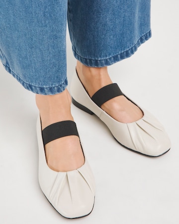 Heavenly Soles Paisley Leather Elastic Mary Jane Ballerina - Wide Fit (E)