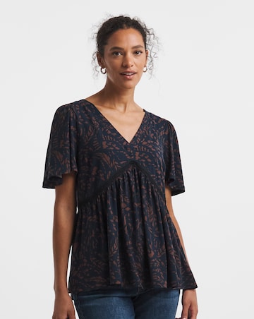 V Neck Crochet Contrast Top