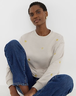 Star Metallic Embroidered Sweashirt