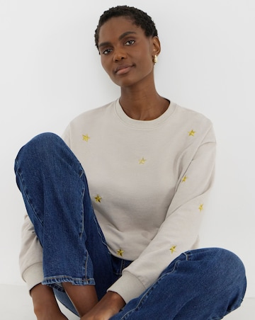 Star Metallic Embroidered Sweashirt