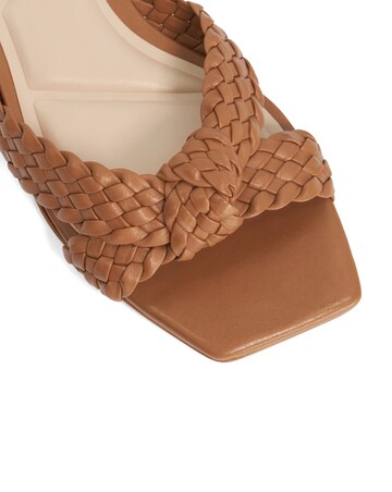Dune Lacees Tan Woven Leather Sandals - Standard Fit (D)