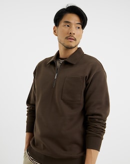 Relaxed 1/4 Zip Po Neck Sweatshirt
