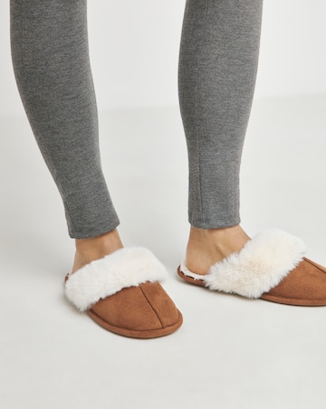 Elyse Faux Fur Mule Slippers - Extra Wide Fit (EEE)