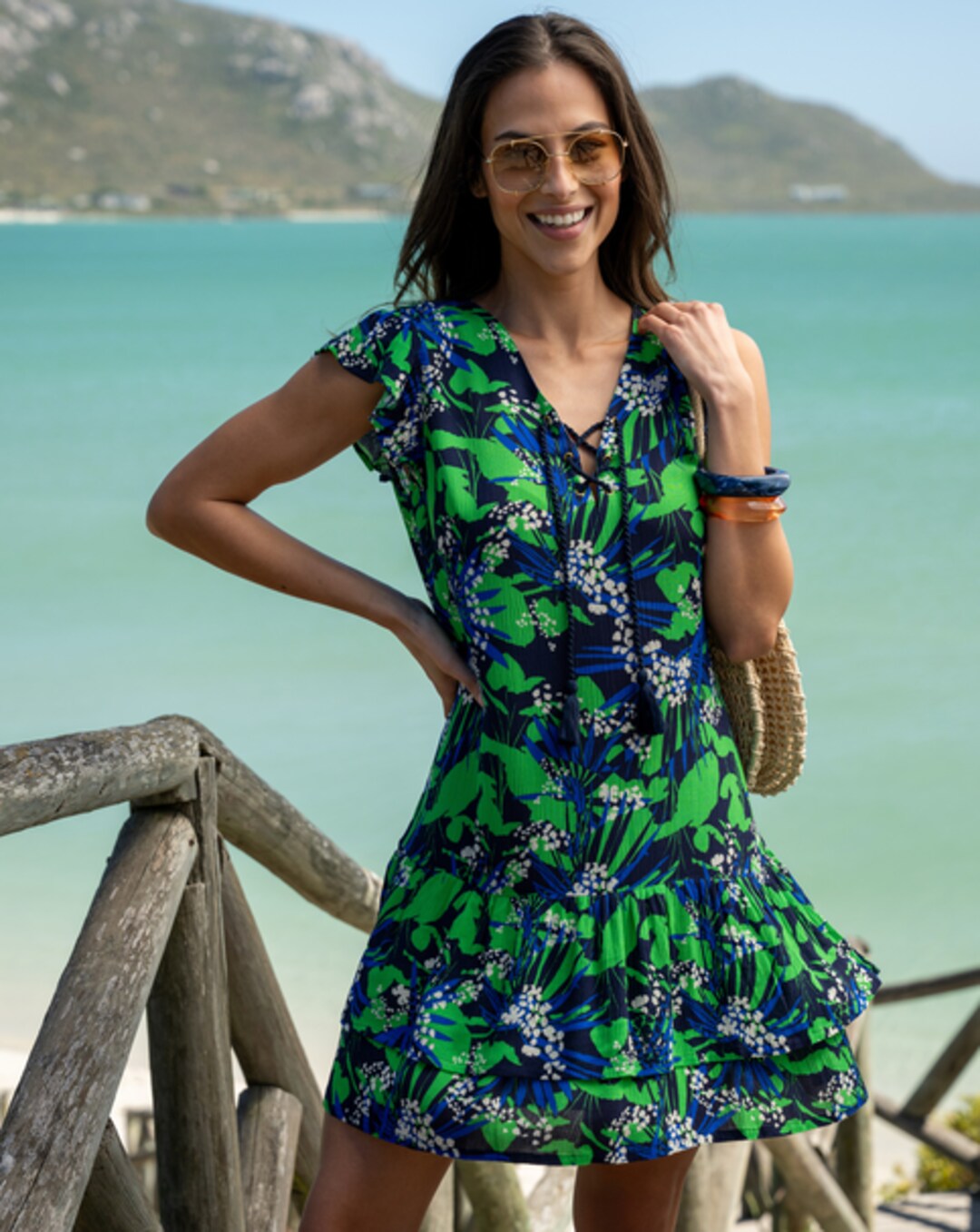 santorini beach dress Thea Flounce Dress
