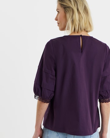 Broderie Insert Short Sleeve Top