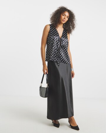 Simply Be Polka Dot Satin Tie Front Waistcoat